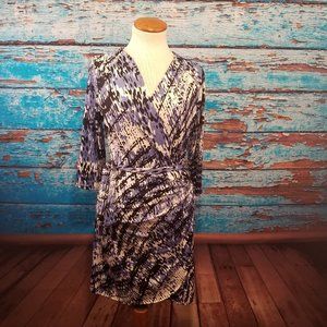 Must Have White Black & Blue Tie Waist Dress